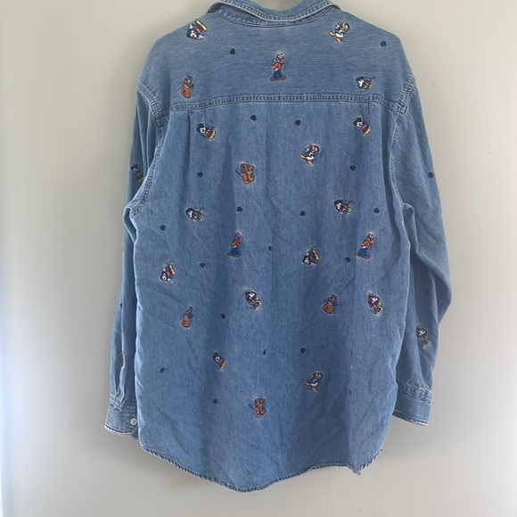 Vintage The Disney Store Mickey Mouse Minnie Denim Button Down Shirt Size XXL - Picture 5 of 6